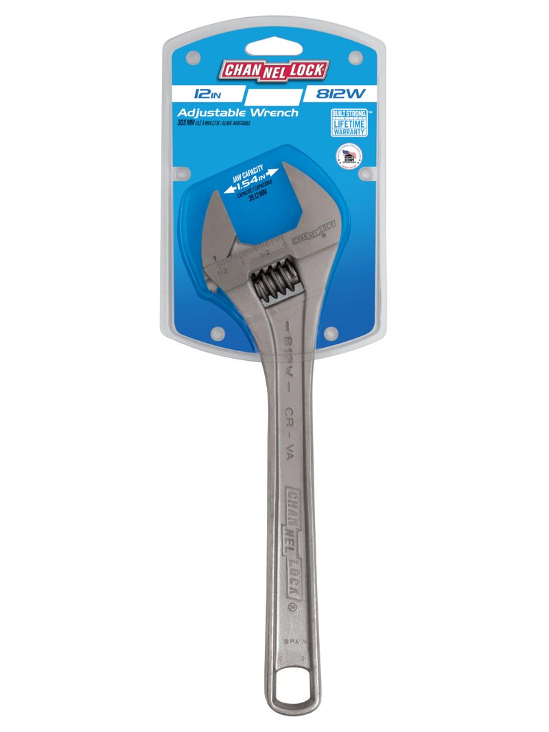 Channellock Adjustable Wrench 812W - Wide Jaw, Precise Grip, Measurement Scales - 12 in - Image 3